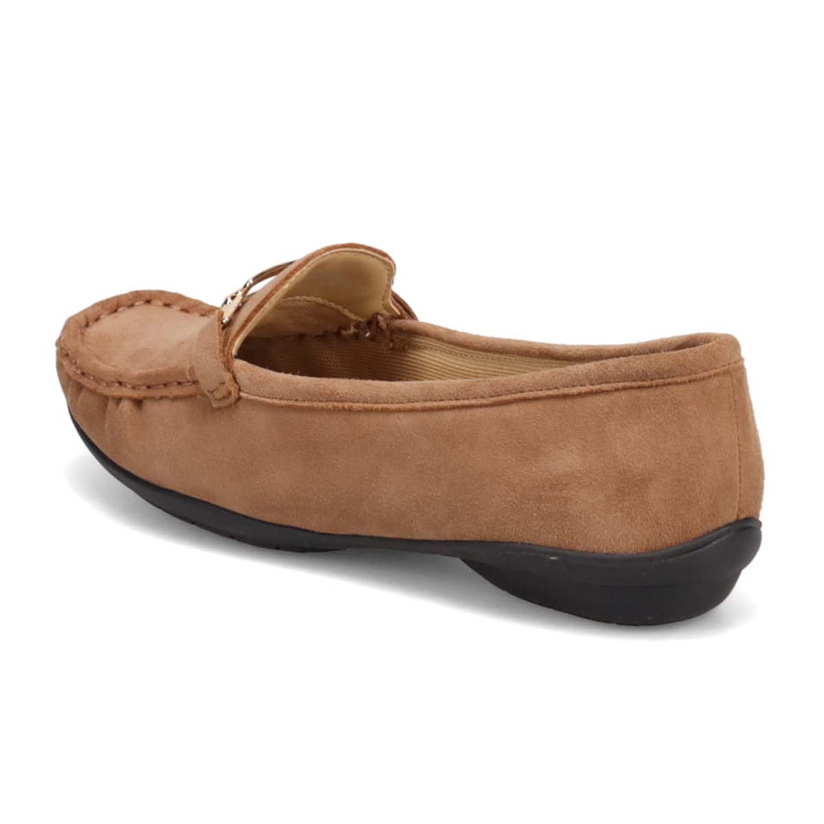 HIROKO KOSHINO 足入れの良いスクエアトゥ・モカデザイン  ローヒール カジュアルシューズ HKL7500 OAK-SILKY 23.0