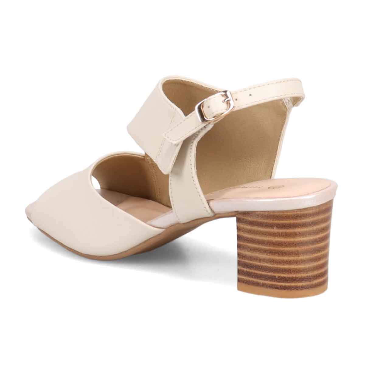 HIROKO KOSHINO  安定感と美脚を叶える 甲深デザイン 5.5cmヒールサンダル　HKL8010 IVORY 23.0