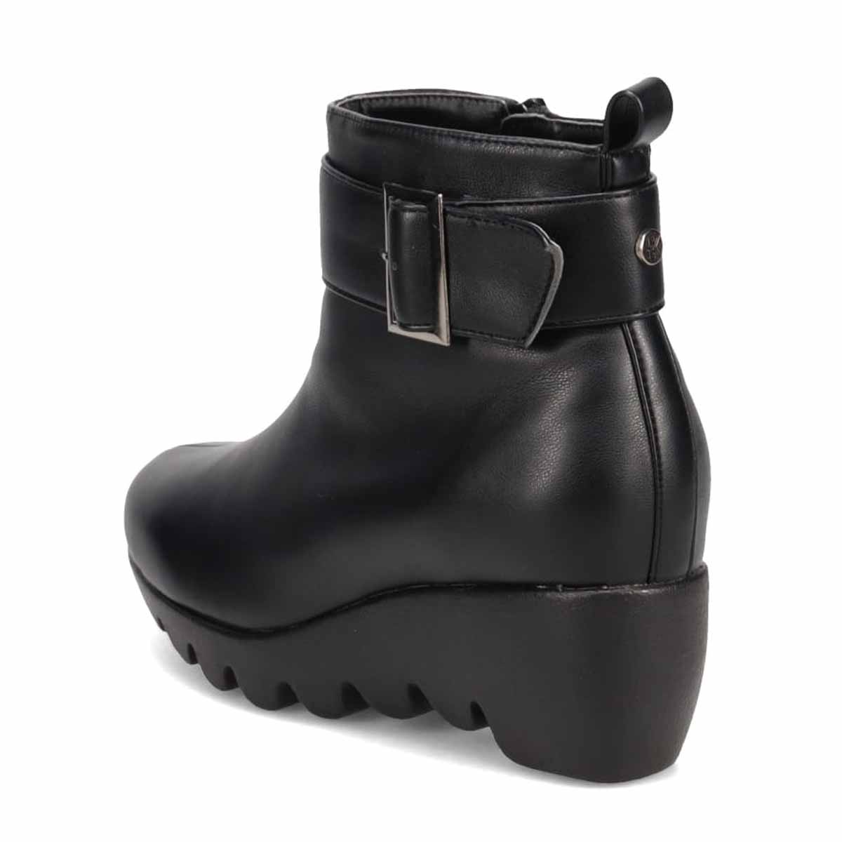 【撥水加工】HIROKO KOSHINO FEMME　ウェーブソール カジュアルショートブーツ　HRL1002 BLACK M　(23.0～23.5)