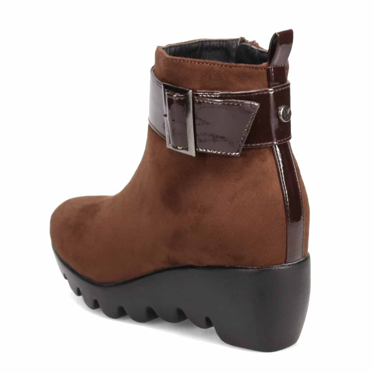 【撥水加工】HIROKO KOSHINO FEMME　ウェーブソール カジュアルショートブーツ　HRL1002 D-BROWN-SILKY M　(23.0～23.5)