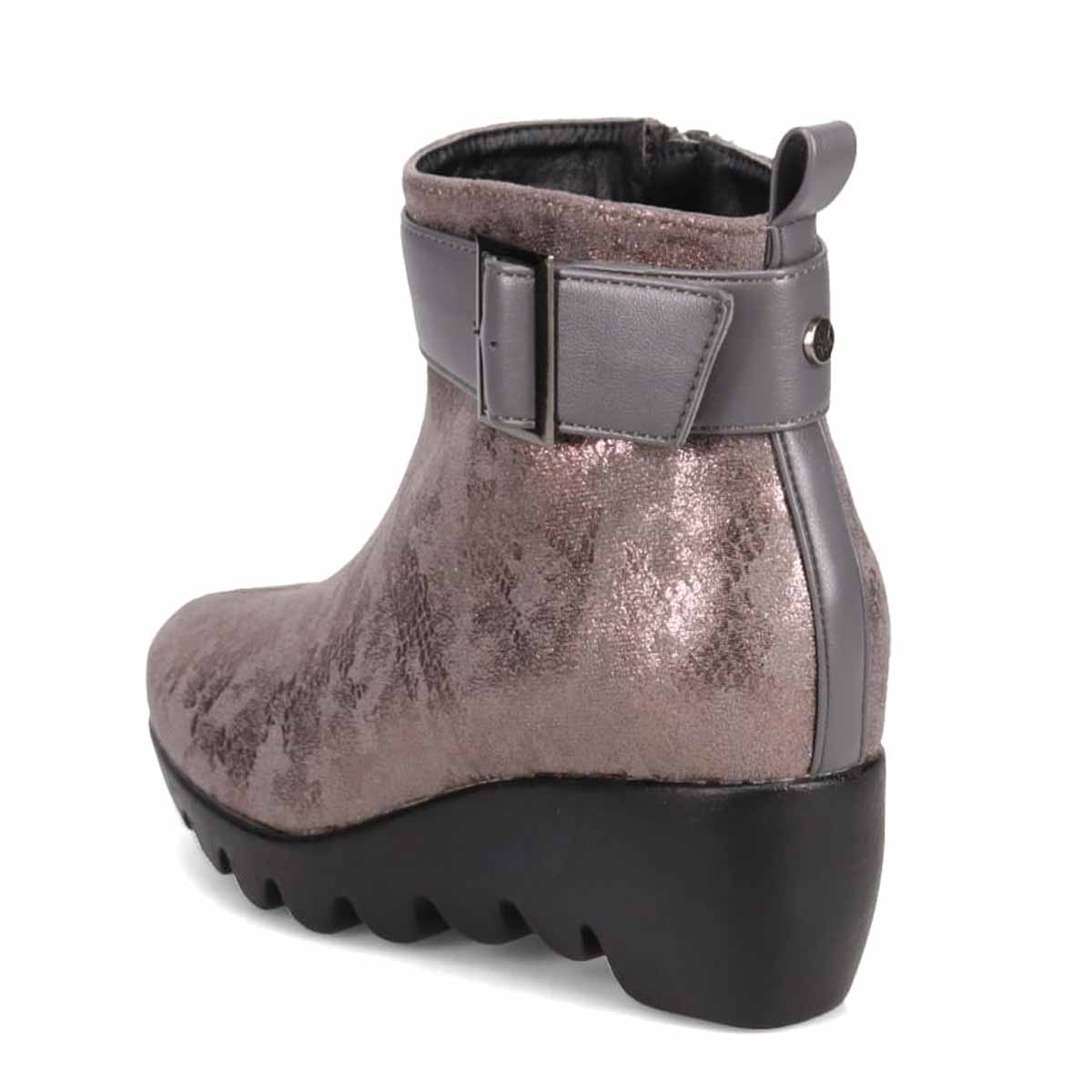 【撥水加工】HIROKO KOSHINO FEMME　ウェーブソール カジュアルショートブーツ　HRL1002 GRAY-PR M　(23.0～23.5)