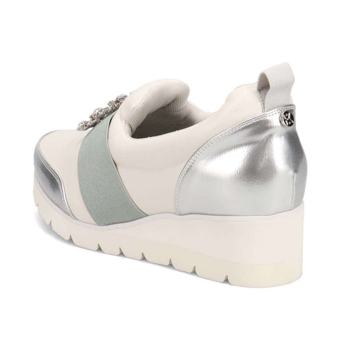 【撥水加工】HIROKO KOSHINO FEMME　ビジューオーナメントが綺麗なエレガンスカジュアルシューズ　HRL1004 WHITE M　(23.0～23.5)