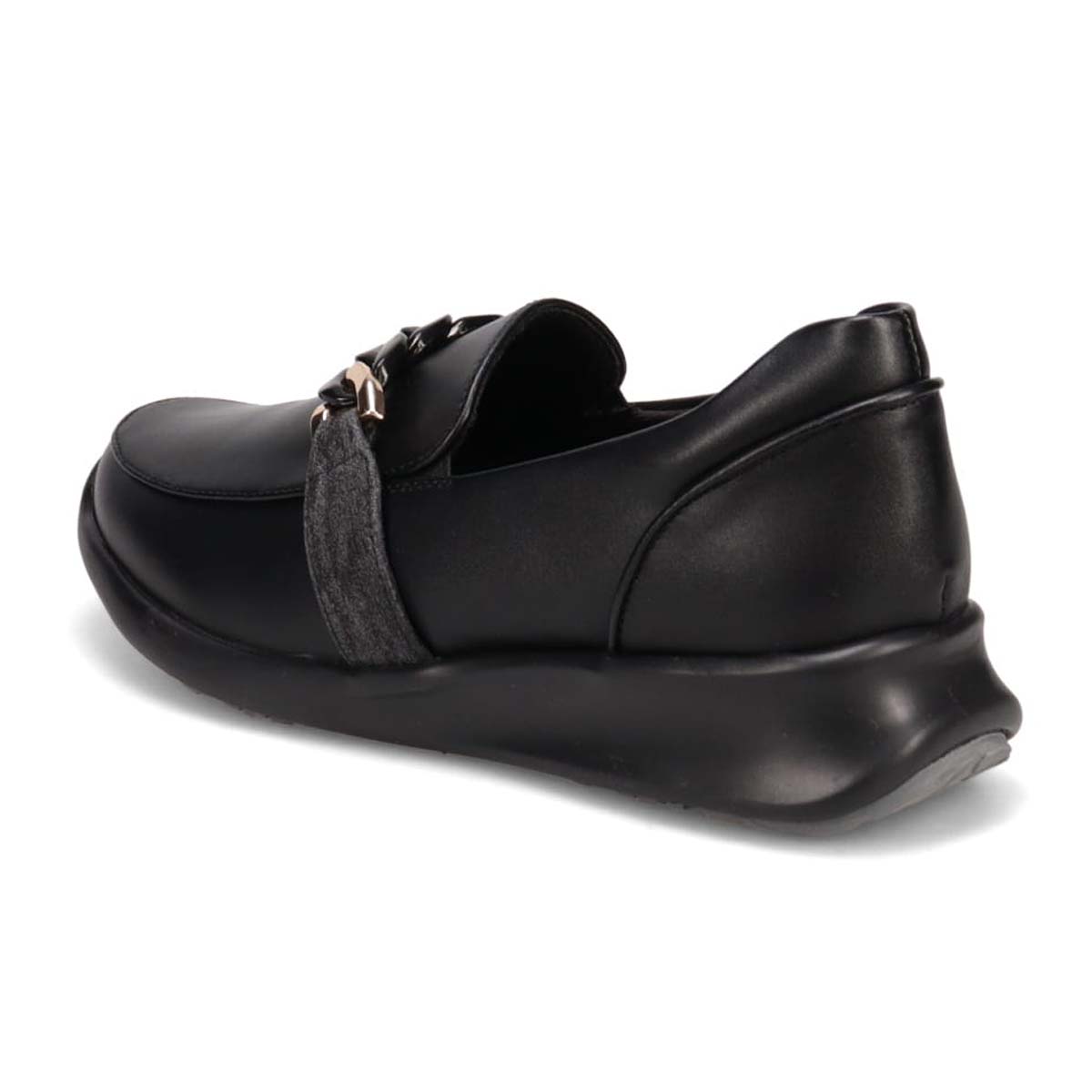 【防滑】HIROKO KOSHINO FEMME　グラスファイバー入り寒冷地用ソールの上品なローファー　HRL2022 BLACK 23.0