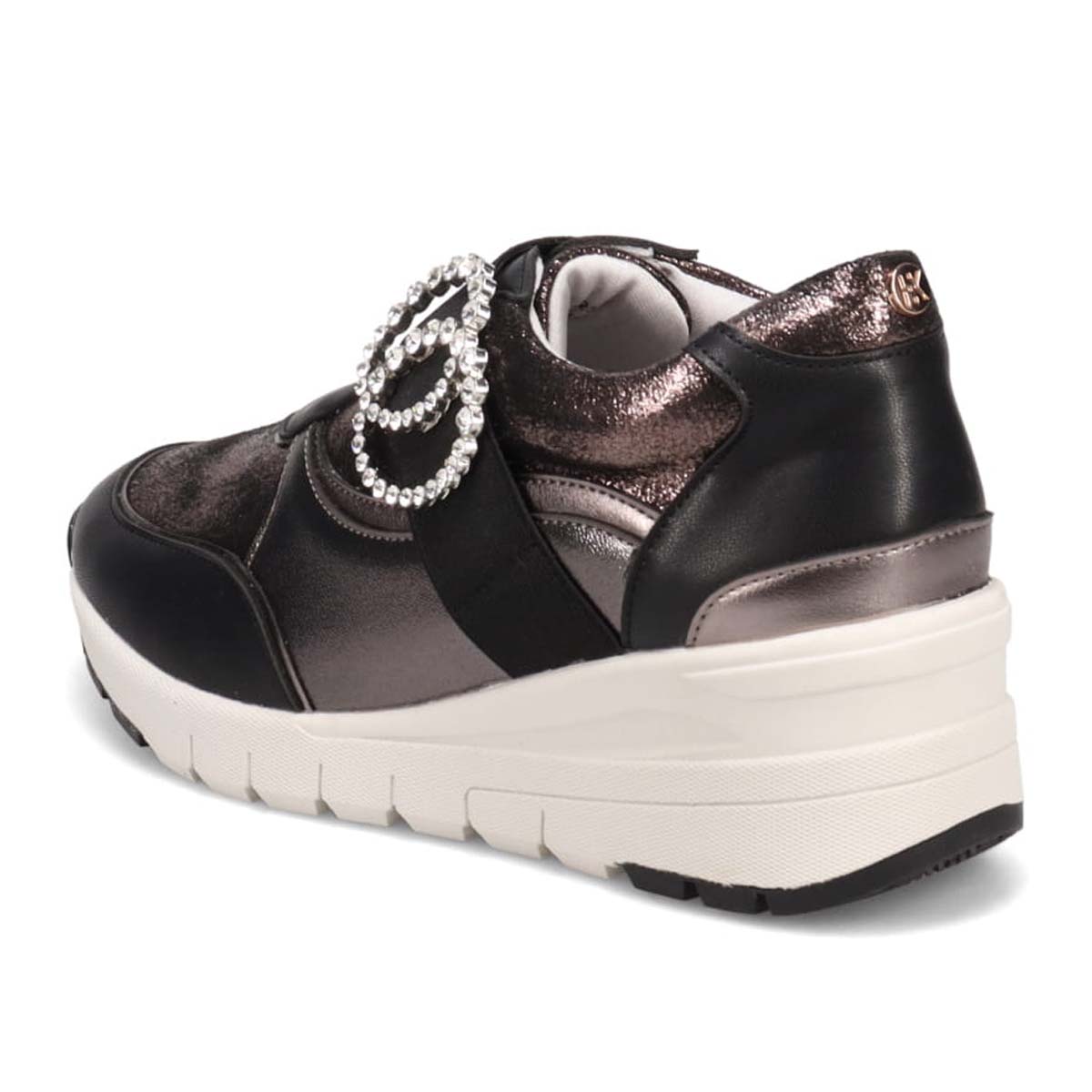 HIROKO KOSHINO FEMME　ラインストーンバックル付き エレガントスニーカー　HRL2025 BLACK/ETHANE 23.0