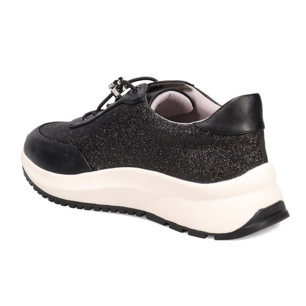 HIROKO KOSHINO FEMME グリッターとラインストーンで華やかなスニーカー　HRL5003 BLACK 23.0