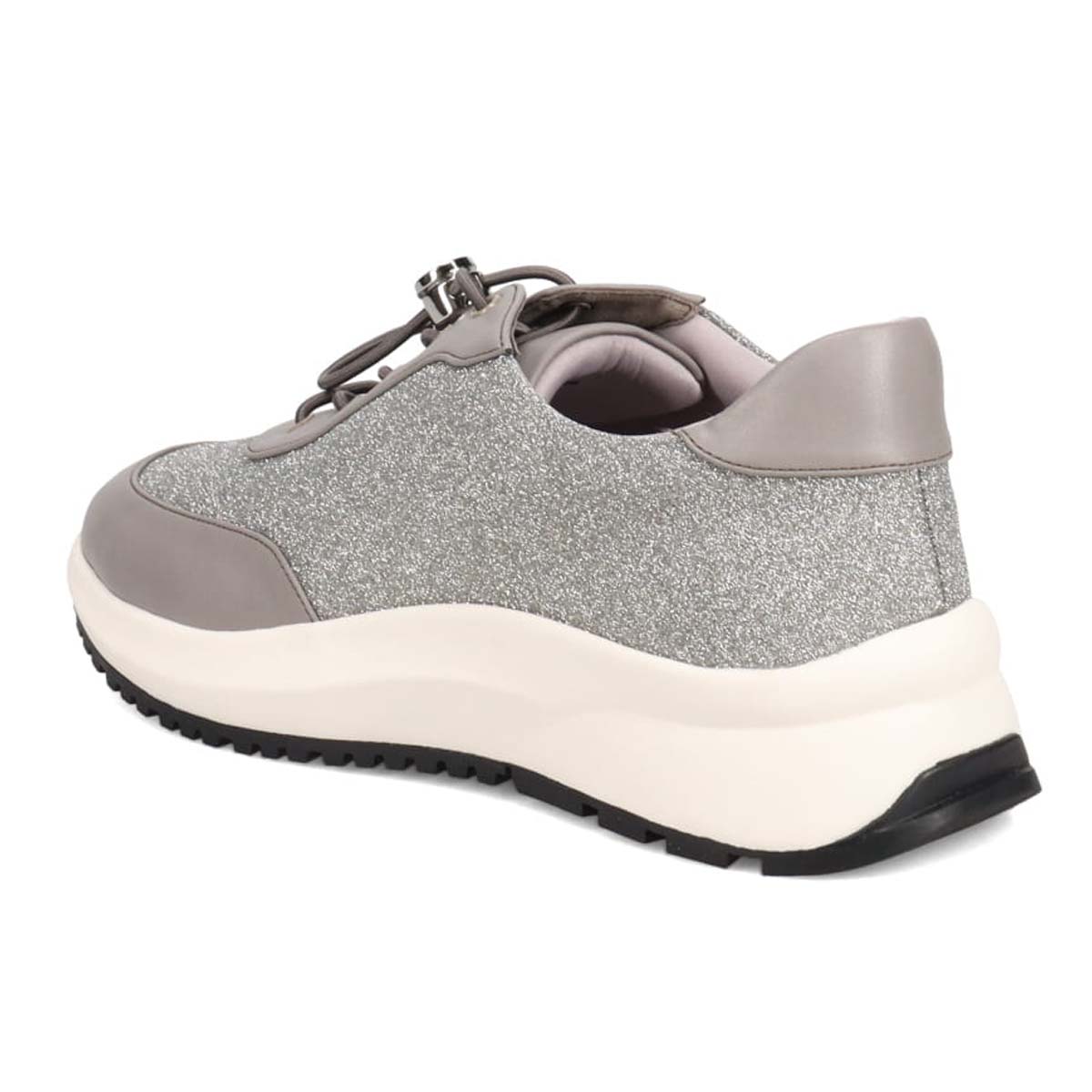 HIROKO KOSHINO FEMME グリッターとラインストーンで華やかなスニーカー　HRL5003 L-GRAY 23.0
