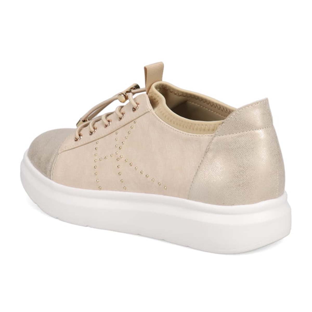 HIROKO KOSHINO FEMME 大人の遊び心と上品さを纏う、HKロゴスタッズスニーカー　HRL5008 GOLD 23.0