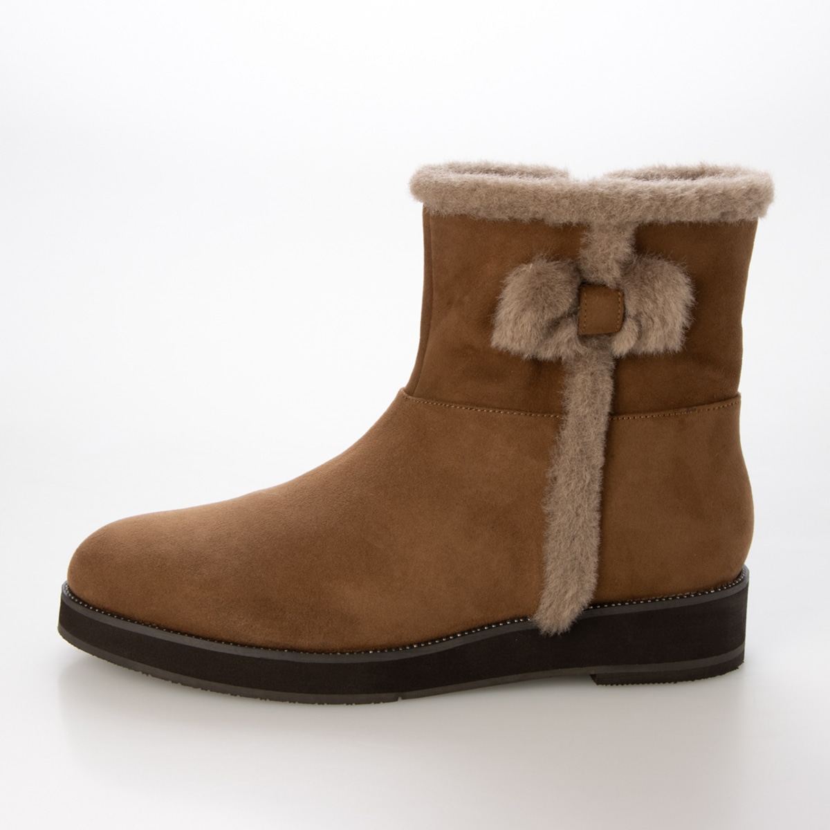 HIROKO KOSHINO FEMME ライニングがフェイクファーの温かいムートン風ブーツ HRL5015 BEIGE 23.0