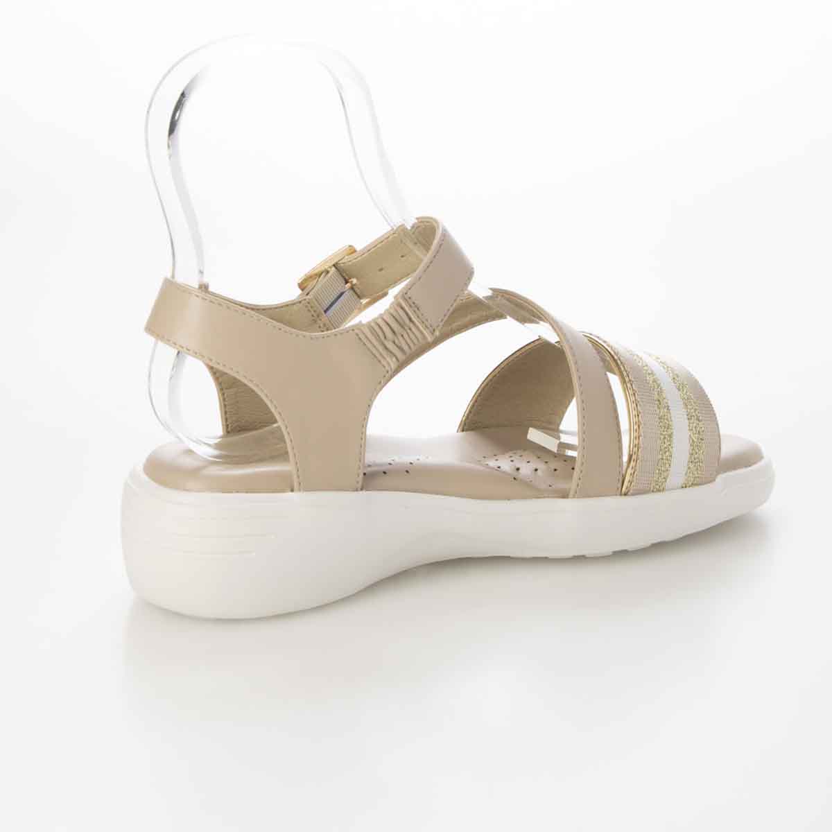 HIROKO KOSHINO FEMME スポーティーを華やかに。キラキラ輝くコードで魅せる大人スポーツサンダル　HRL7001 BEIGE M　(23.0～23.5)