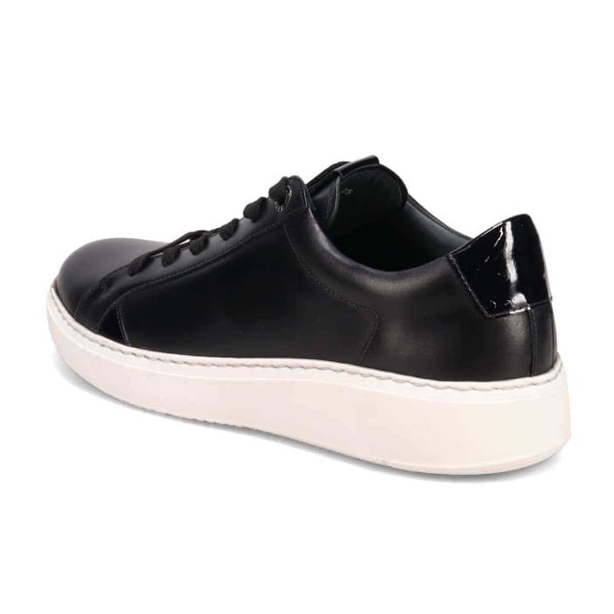 ランバンオンブルー LANVIN en Bleu 「リカバリーインソール」搭載で指圧効果により血行を115％促進。レザー×ニットコンビスニーカー　LB1003XR BLACK 25.0