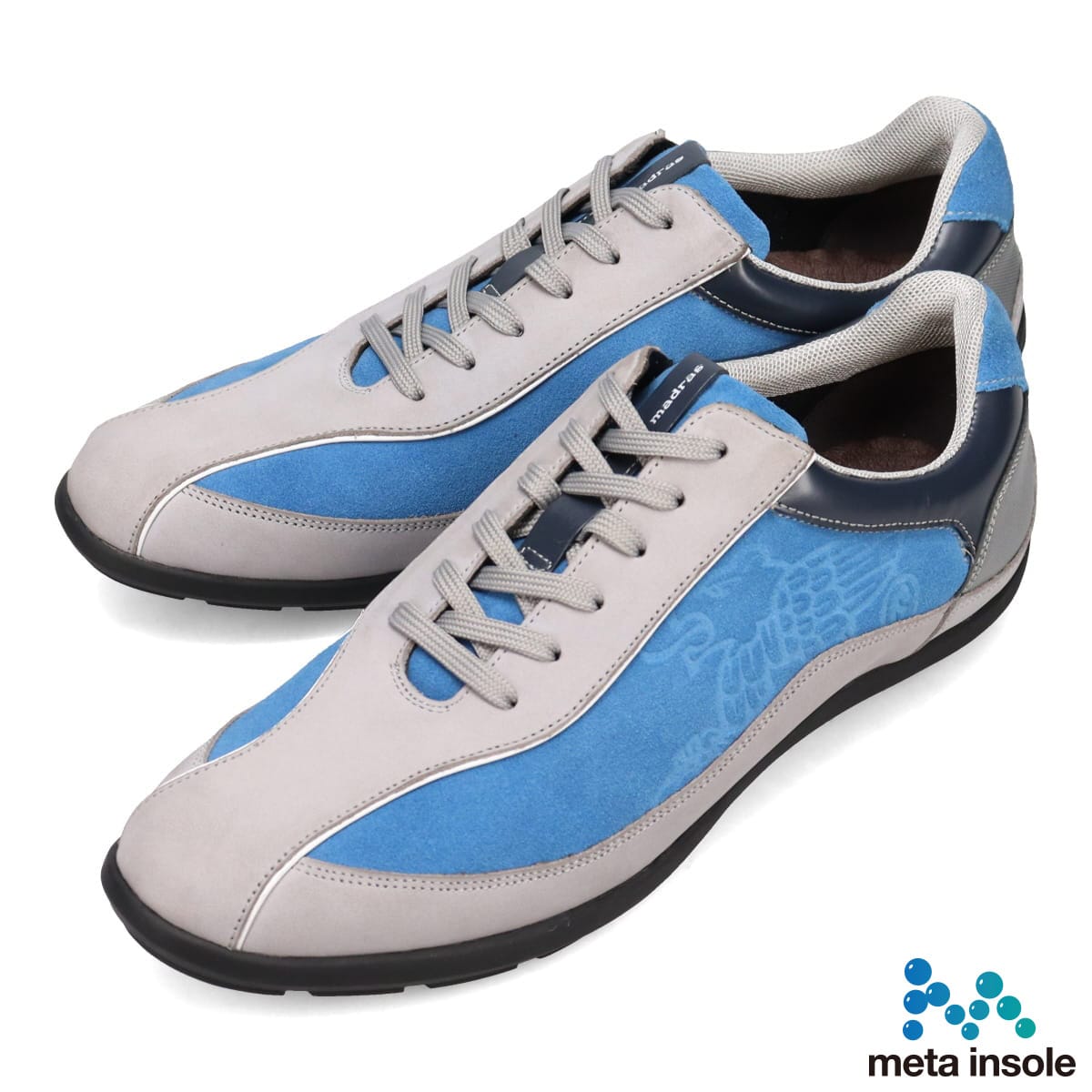 マドラス madras metaインソール搭載  レザースニーカー　M500MT L-GRAY/L-BLUE 25.0