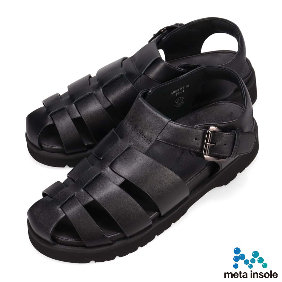 マドラス madras 特許 リカバリーメタインソール搭載シューズ メンズ グルカサンダル　M534MT BLACK M(25.5~26.0cm)