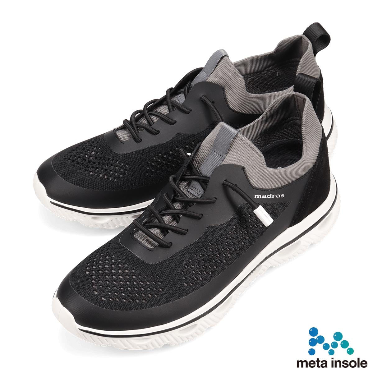 マドラス madras 特許 Recovery meta insole搭載シューズ  カジュアルニットスニーカー　M593MT BLACK/D-GRAY M(25.0cm～25.5cm)