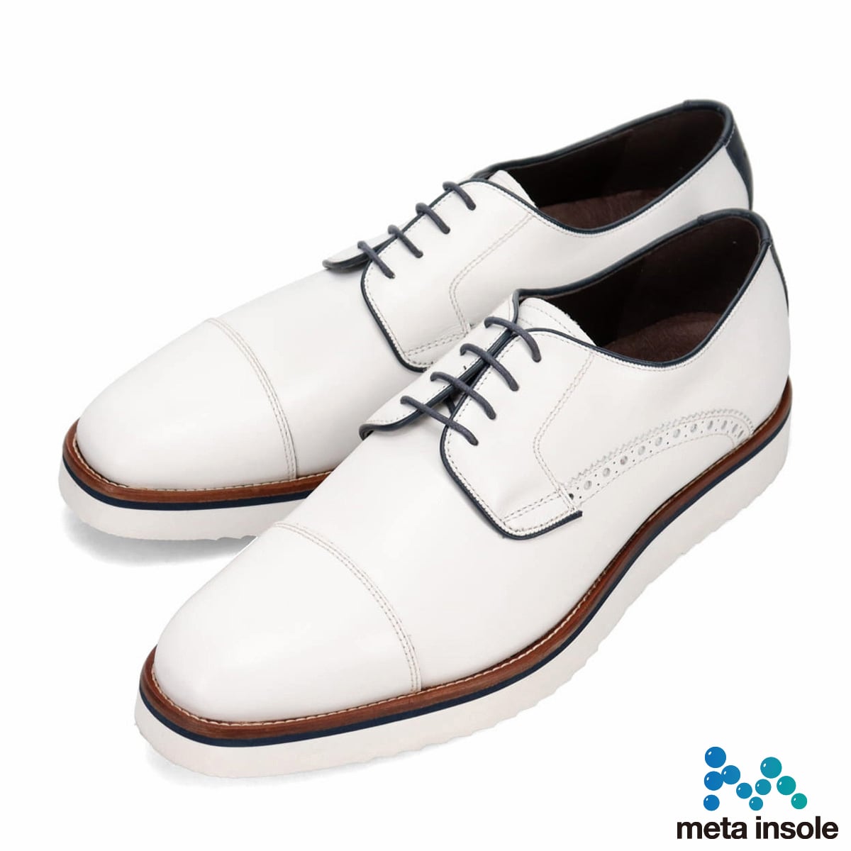 マドラス madras metaインソール meta insole  外羽根ストレートチップドレスシューズ M8612MT WHITE/NAVY 25.0