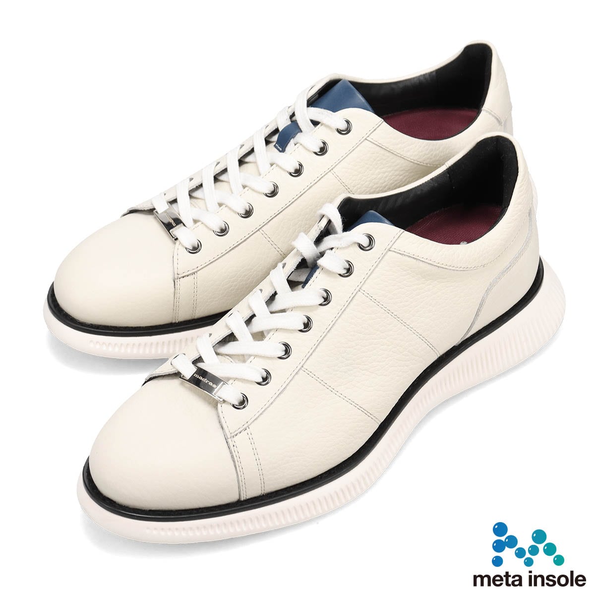 マドラス madras metaインソール搭載シューズ  カジュアルレザースニーカー　M8881MT WHITE 25.0