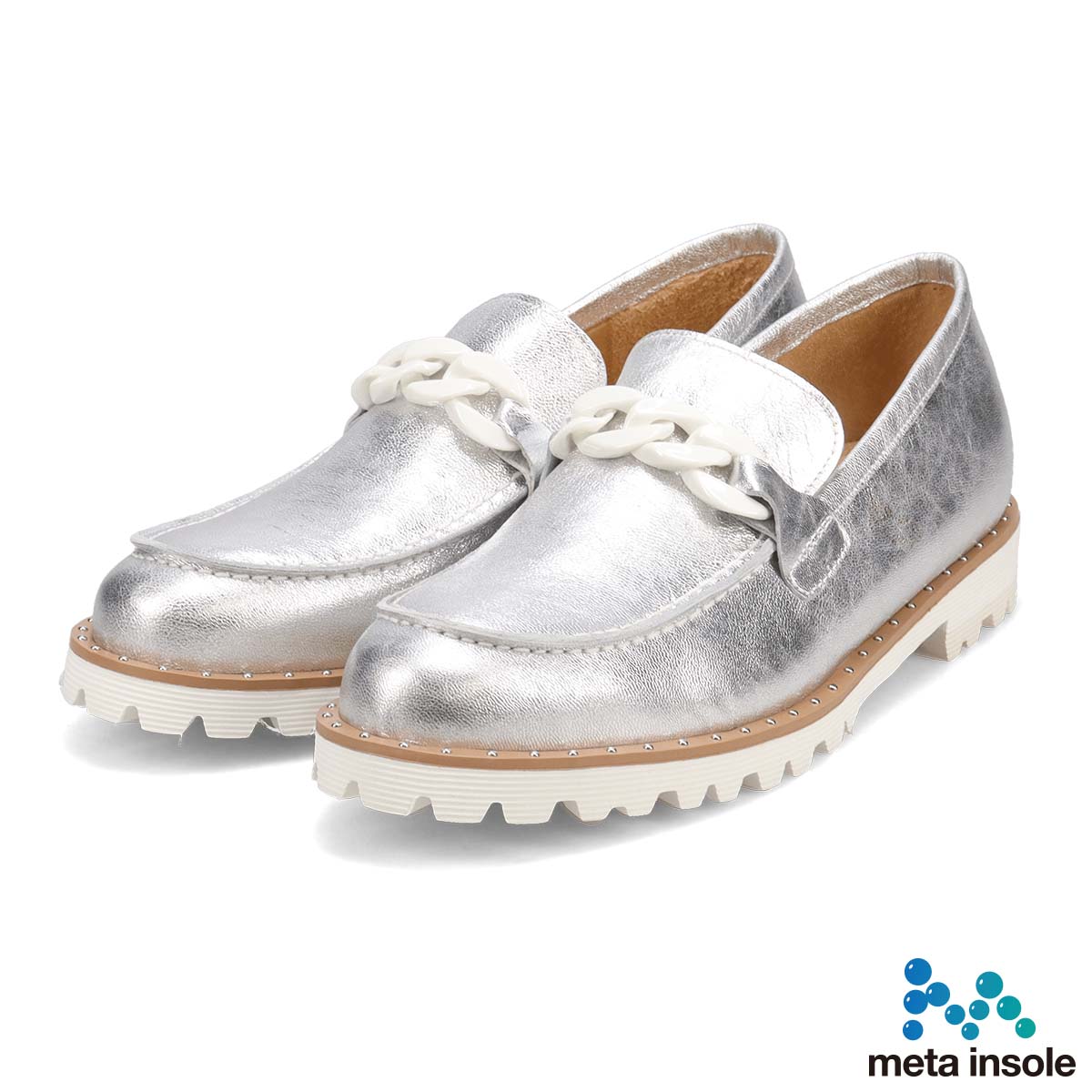 マドラス madras metaインソール搭載　上質できちんと感のあり足元が華やぐビットローファー　MAL9127MT SILVER 23.0