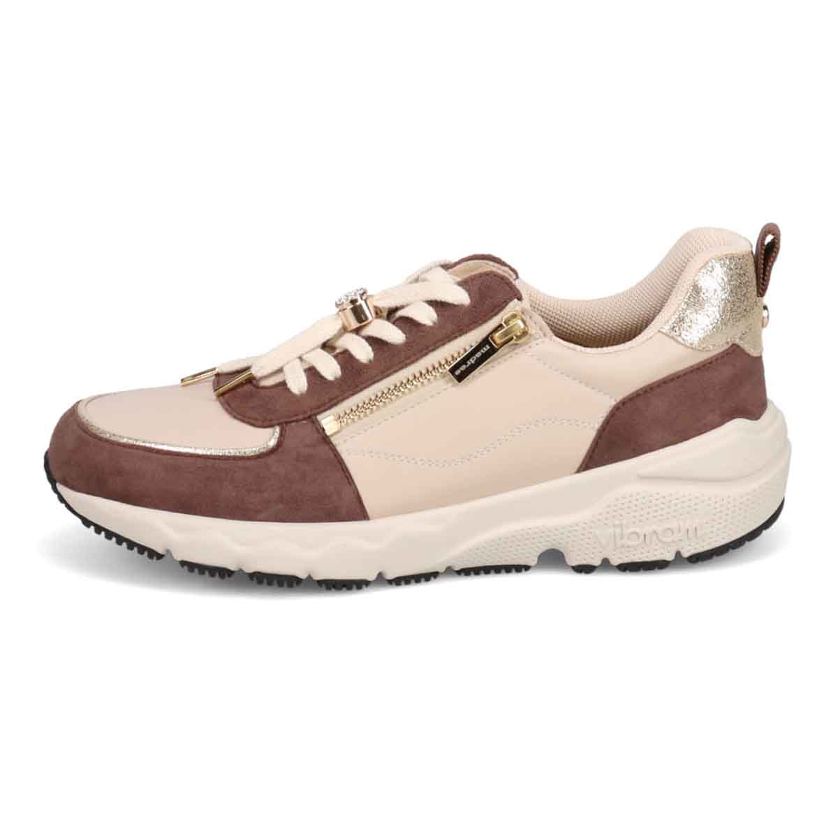 マドラス madras 特許 Recovery meta insole搭載  ゴールドがアクセントのエレガンでスタイリッシュなレザースニーカー　MAL9136AMT BROWN/C 6（23.0cm～23.5cm相当）