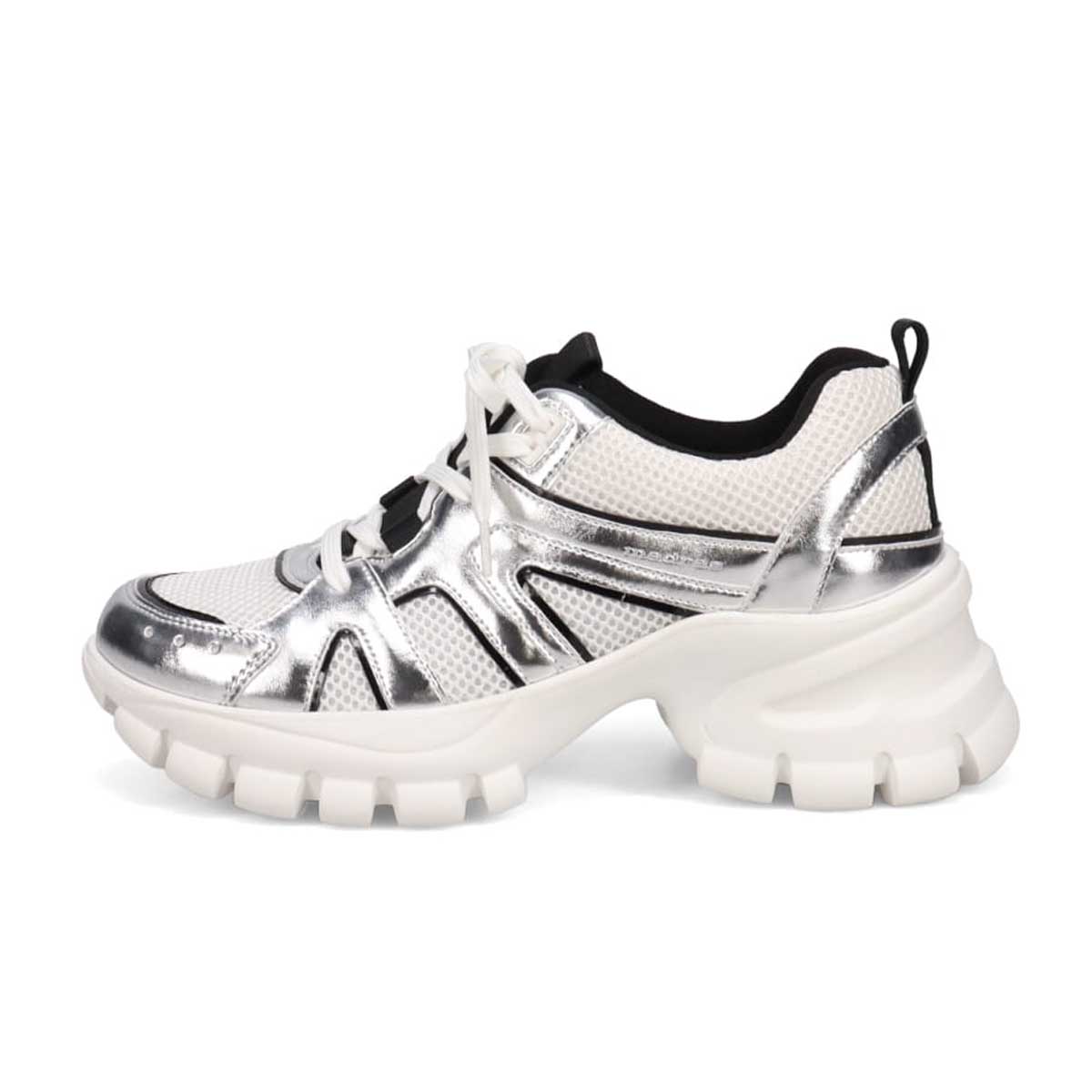 マドラス madras 特許 metaインソール搭載 軽やかなメッシュとレザーのボリューム厚底スニーカー　MAL9156MT SILVER 36（23.0ｃｍ相当）