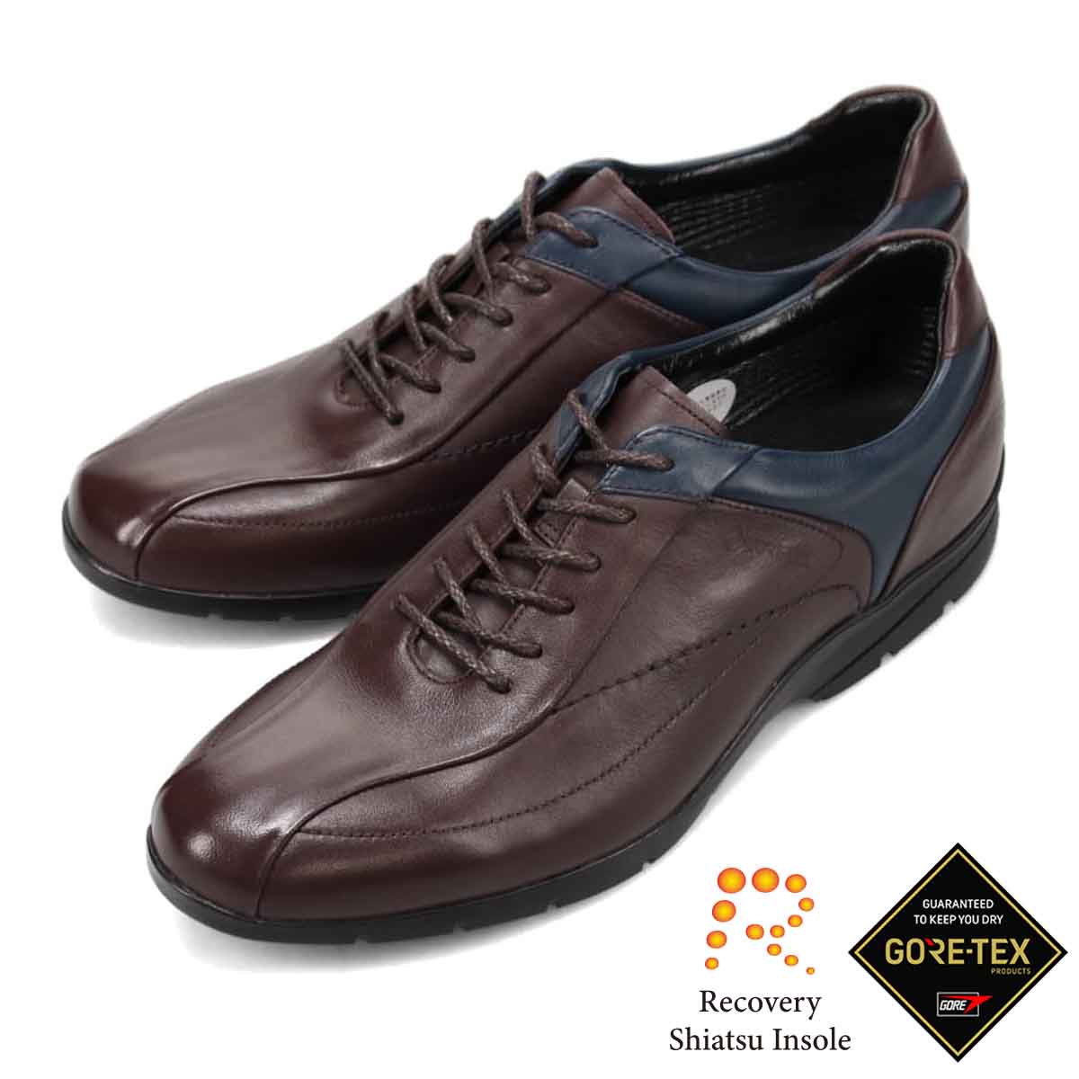 【保留】【GORE-TEX】madras Walk 「Recovery Shiatsu Insole」搭載　指圧効果により血行をよくする。　全天候快適　カジュアルシューズ　MW7700AR D-BROWN/NAVY 25.0