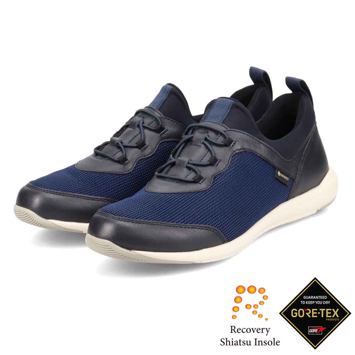 【GORE-TEX】マドラスウォーク madras Walk 「Recovery Shiatsu Insole」搭載で指圧効果により血行をよくする。 通勤快適  トラベルウォーキングにもお勧め！ 快適軽量スニーカー  MWL1004R NAVY 23.0