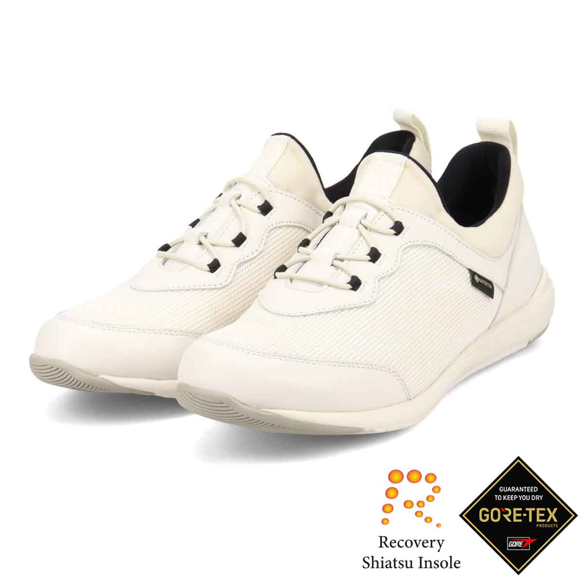 【GORE-TEX】マドラスウォーク madras Walk 「Recovery Shiatsu Insole」搭載で指圧効果により血行をよくする。 通勤快適  トラベルウォーキングにもお勧め！ 快適軽量スニーカー  MWL1004R WHITE 23.0