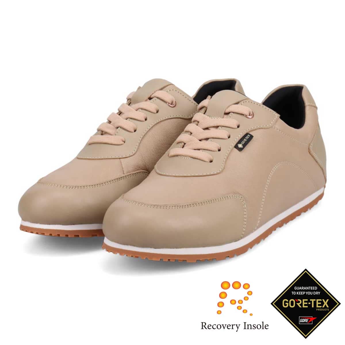 【GORE-TEX】 マドラスウォーク madras Walk 「リカバリーインソール」搭載で指圧効果により血行を115％促進。Recoveryシープレザーローテクスニーカー   MWL1041R BEIGE 23.0