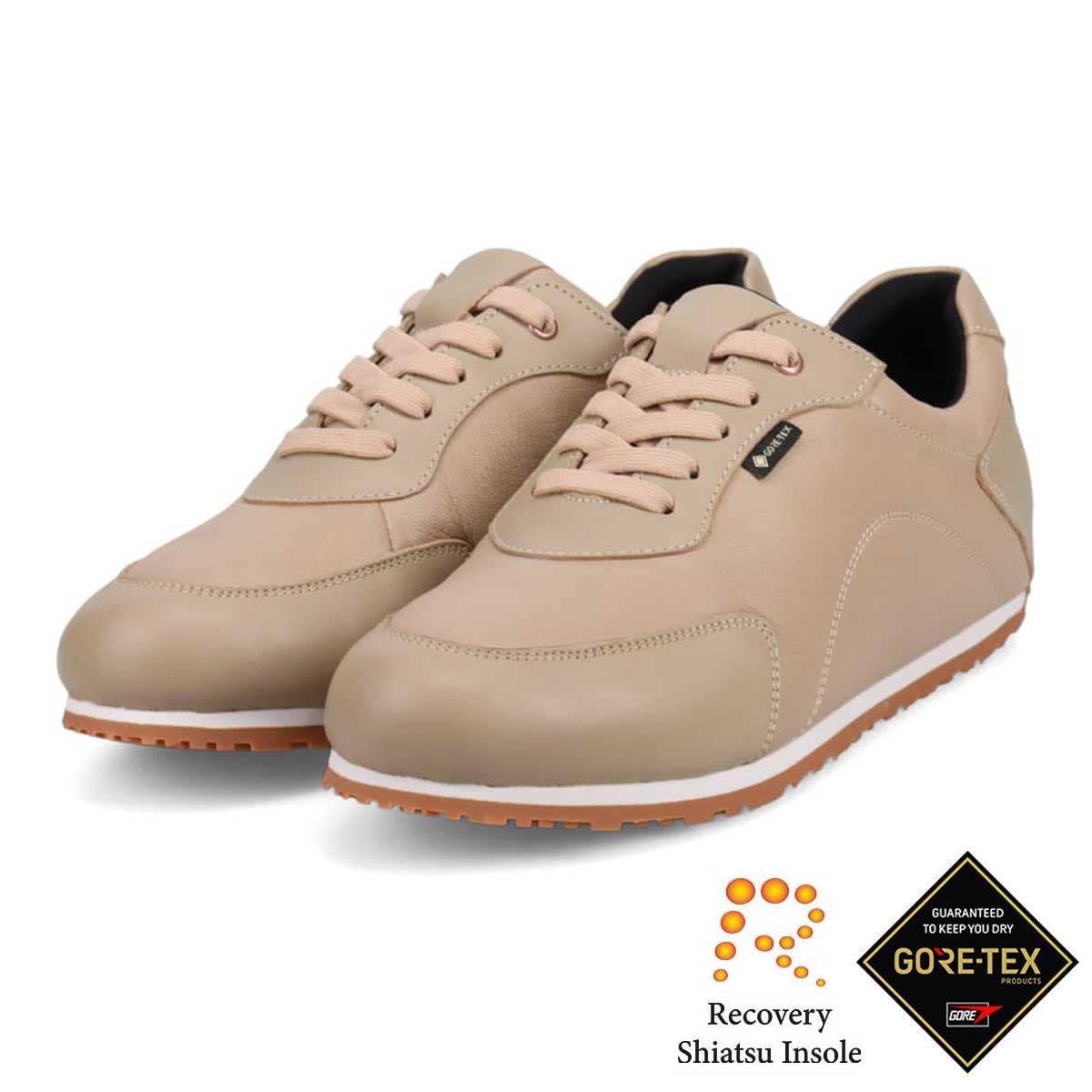 【GORE-TEX】 マドラスウォーク madras Walk 「リカバリー指圧インソール」搭載で指圧効果により血行を115％促進。Recoveryシープレザーローテクスニーカー   MWL1041R BEIGE 23.0