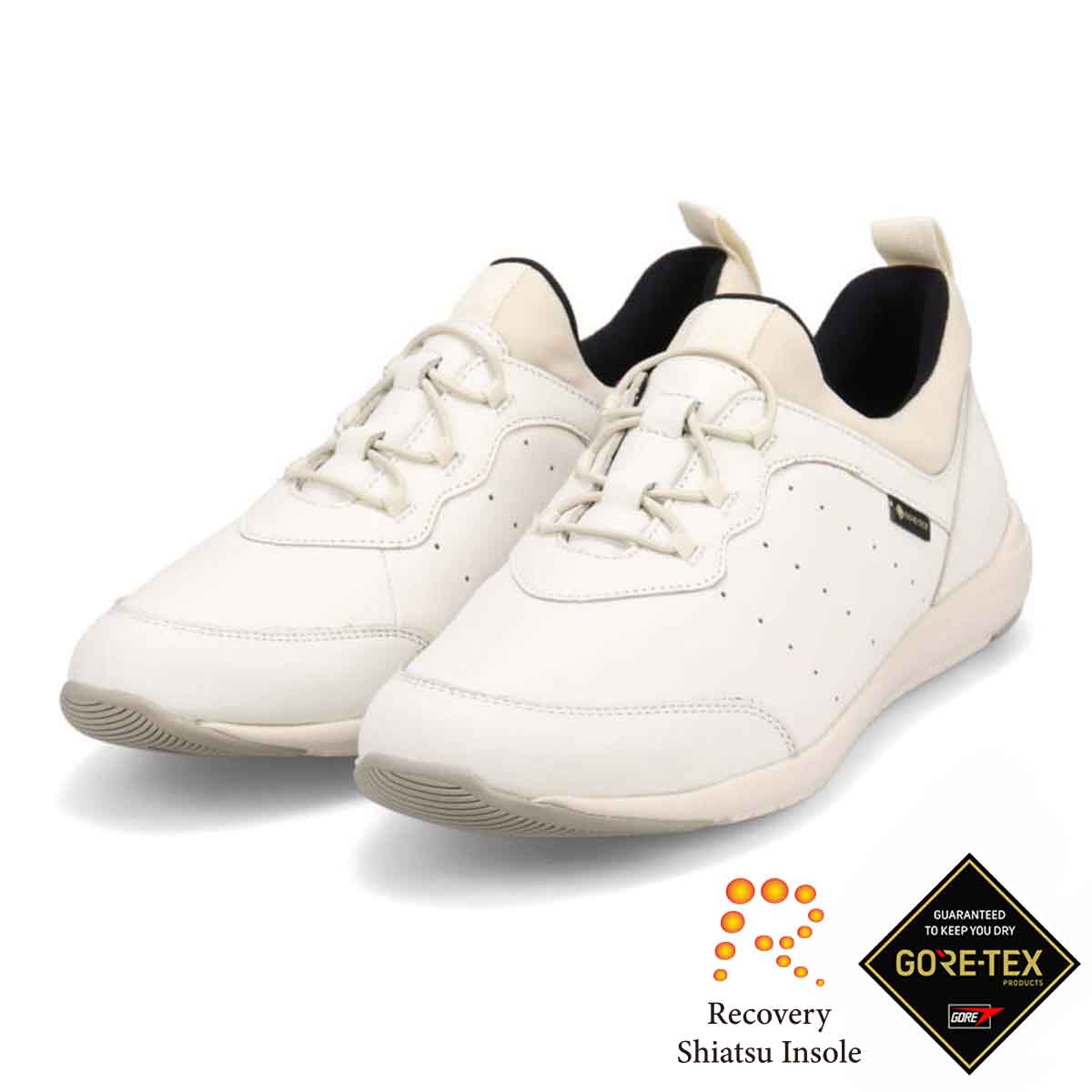 【GORE-TEX】マドラスウォーク madras Walk 「Recovery Shiatsu Insole」搭載で指圧効果により血行をよくする。　シープレザーローテクスニーカー   MWL1044R WHITE 23.0