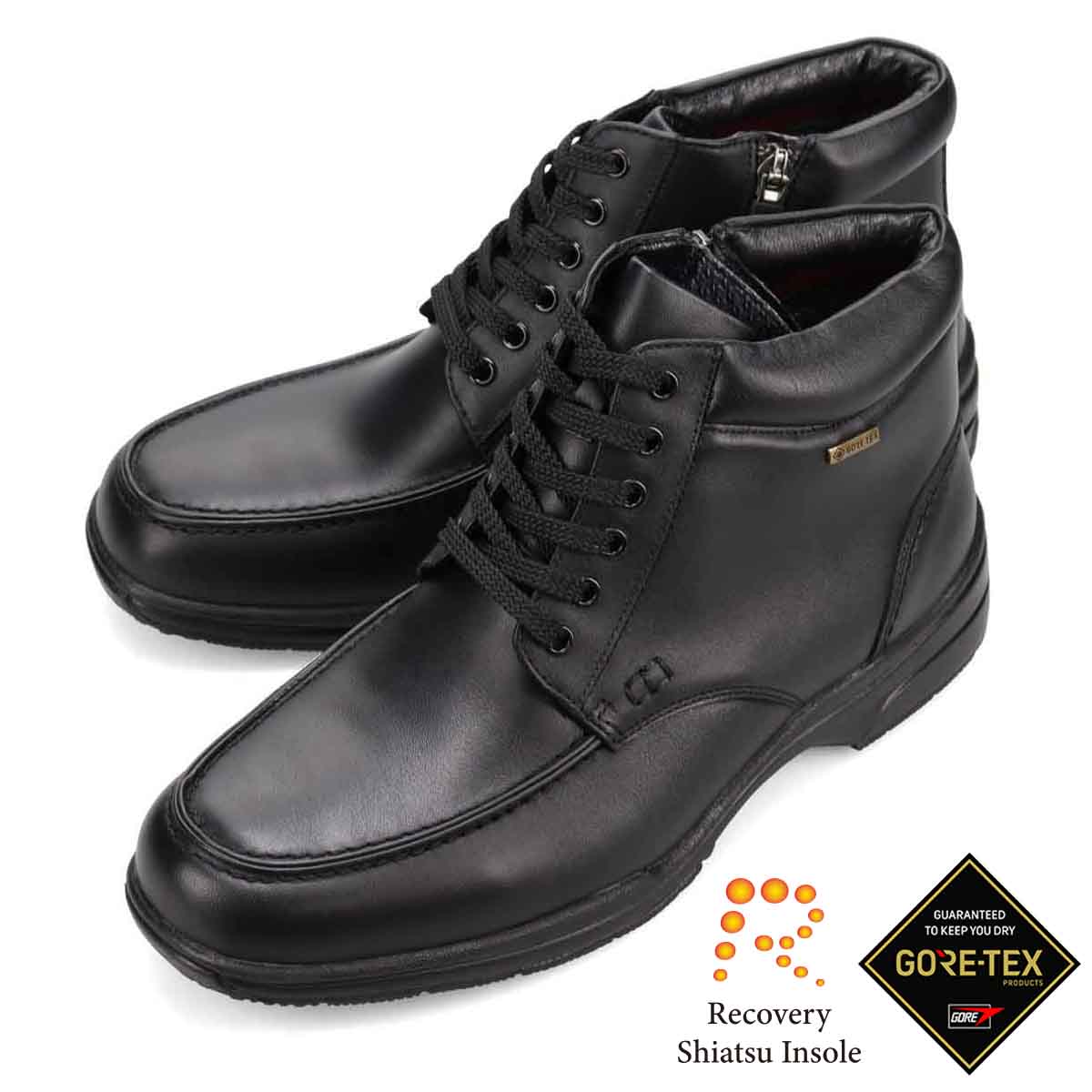 【GORE-TEX】マドラスウォーク madras Walk 「Recovery Shiatsu Insole」搭載で指圧効果により血行を115％促進。 【防水 防滑 4E 】ゴアテックスフットウェア 幅広カジュアルブーツ SPMW5478R BLACK 25.0