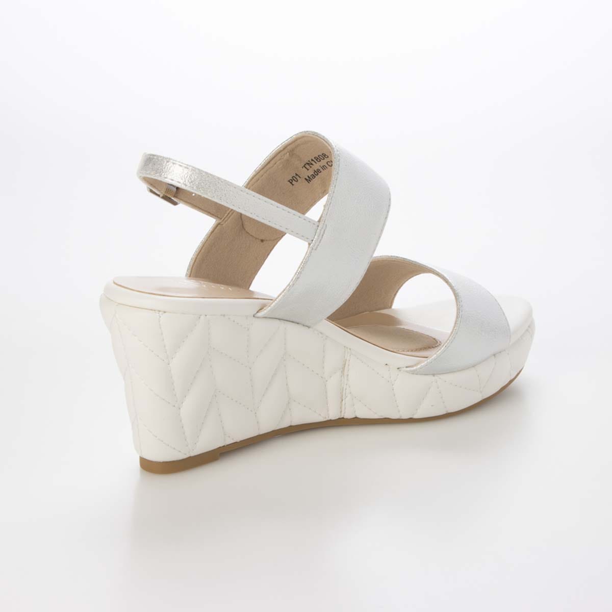 テーン tehen 高級感あふれる質感と、安定の7.5cmヒールで夏のお出かけをエレガントに。ウェッジサンダル　TN1808 SILVER 23.0