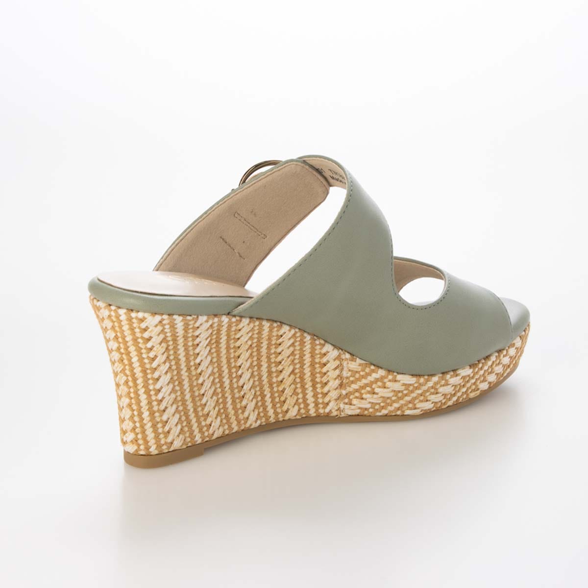 テーン tehen 旬の素材感とメタルパーツが織りなす、洗練された大人のリゾートスタイル。ウェッジ ミュールサンダル　TN1809 KHAKI 23.0