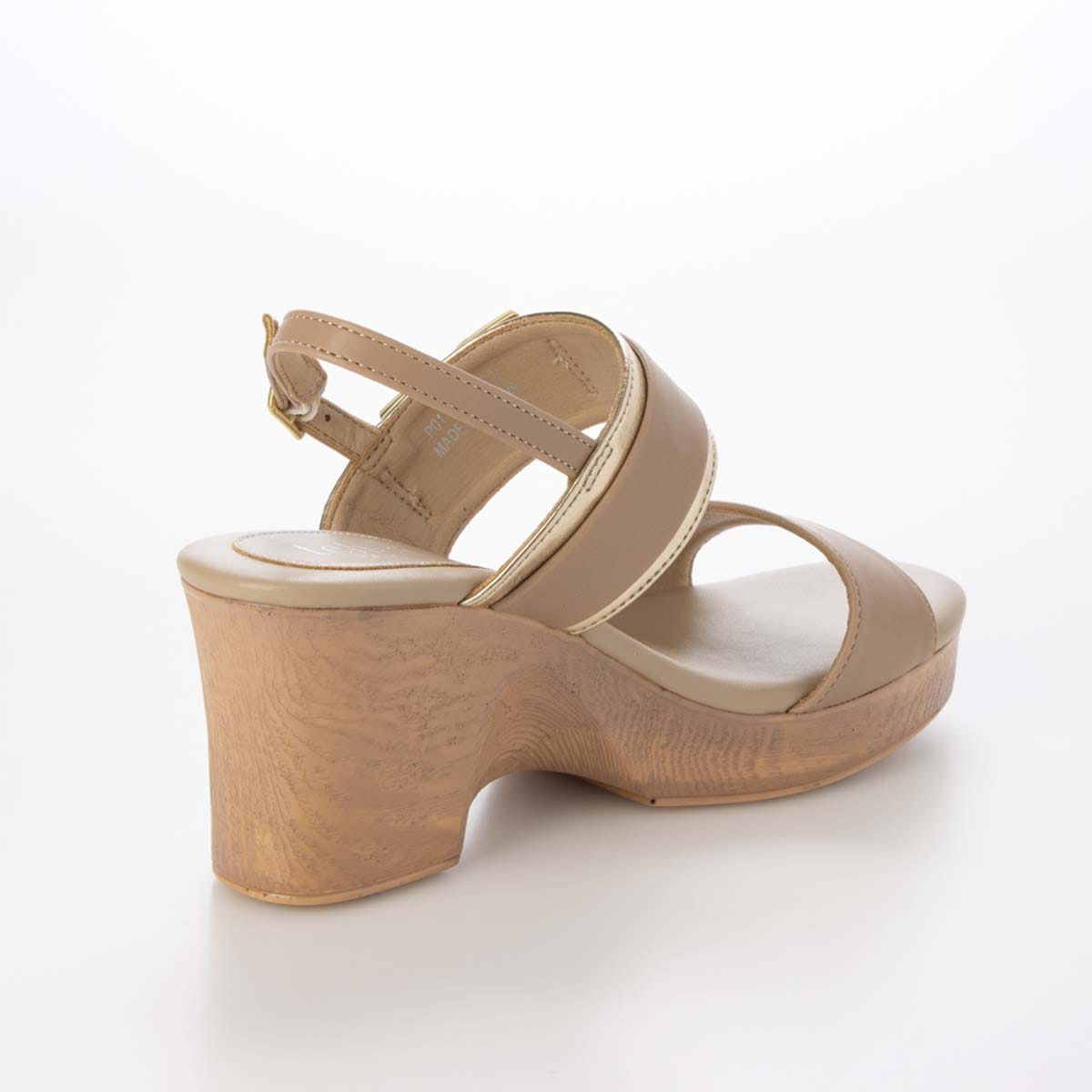 テーン tehen ウッド調のヒールが夏らしいアクセント。7.5cm大人の厚底ウェッジサンダル　TN2305 GREGE/C M　(23.0～23.5)