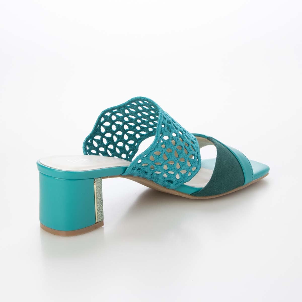 テーン tehen 大人の抜け感を演出する編み込みデザイン。歩きやすさと品格を兼ね備えた5cmヒール。ミュールサンダル　TN6711 GREEN 23.0