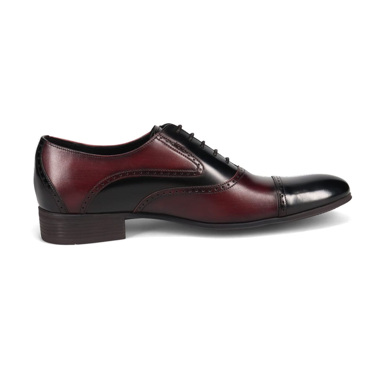 LANVIN COLLECTION　ブラックシャイニーバイカラーコンビ オックスフォード ドレスシューズ　83379 BORDEAUX 25.0