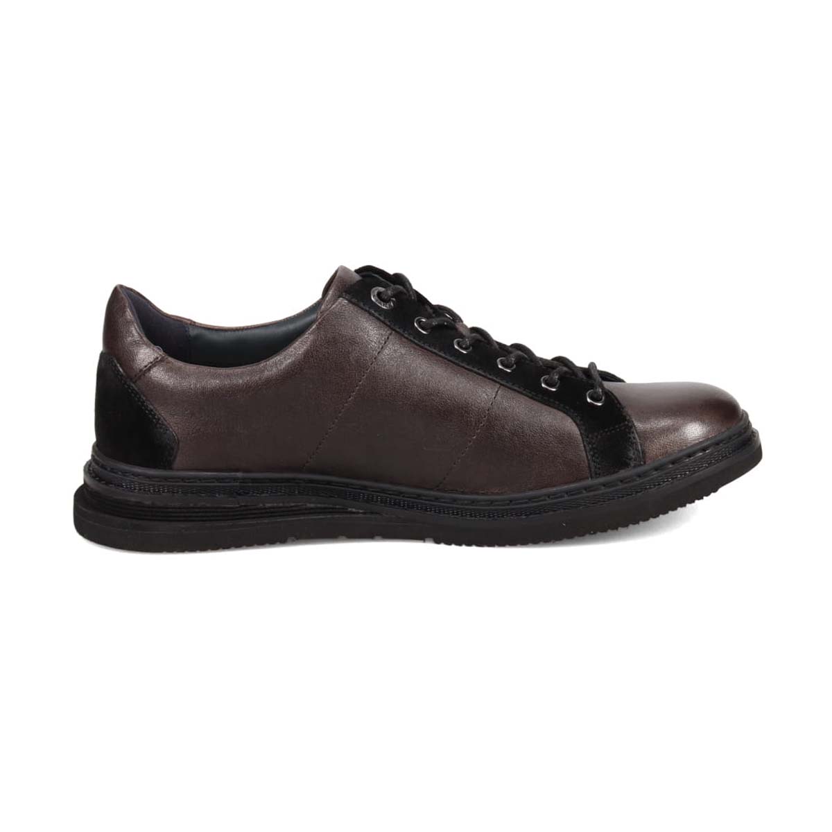 ランバンオンブルー LANVIN en Bleu  レースアップコンビネーションレザースニーカー　86553 D-GRAY 25.0