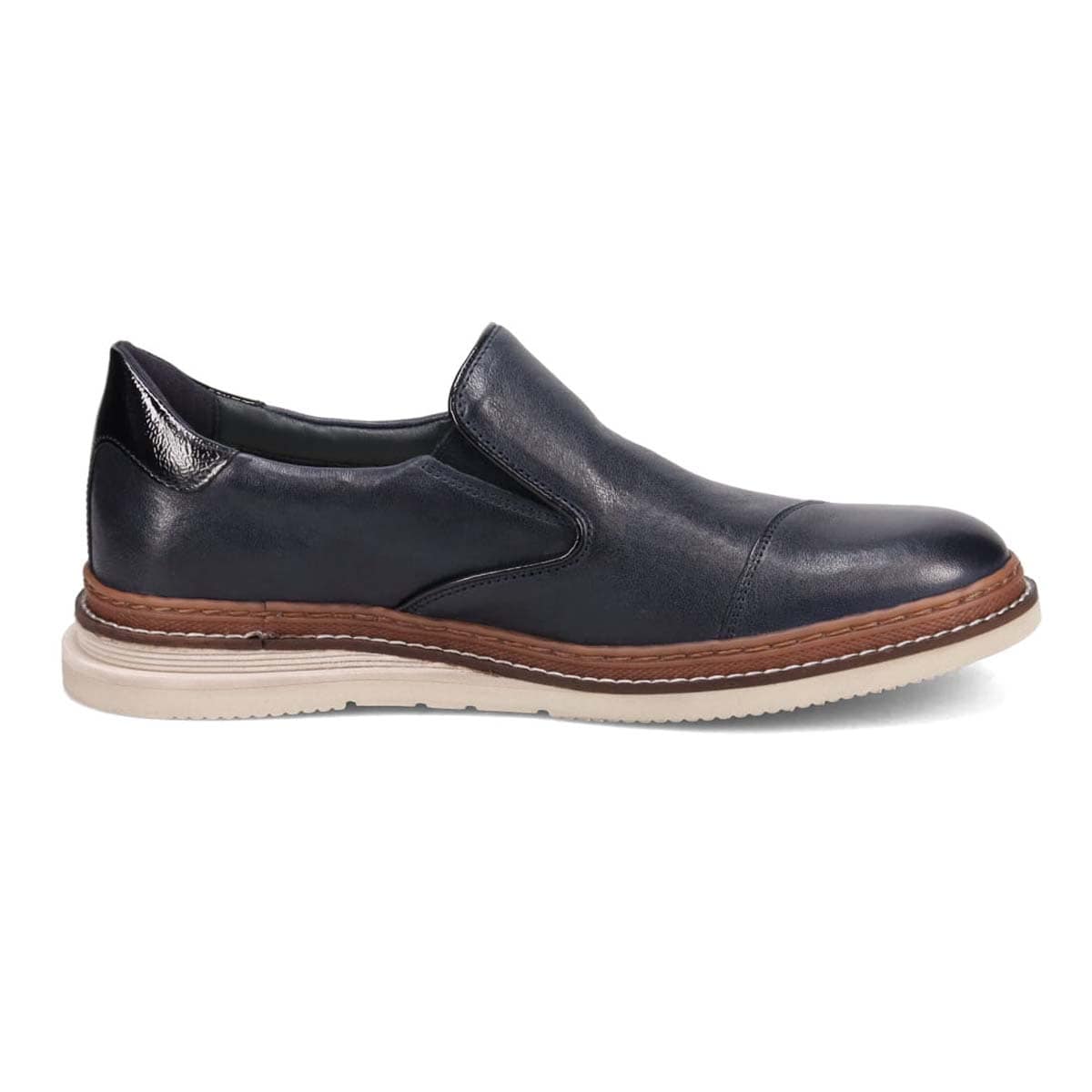 ランバンオンブルー LANVIN en Bleu  異素材MIXアシンメトリーサイドエラスティックスリッポンスニーカー　86554 NAVY 25.0
