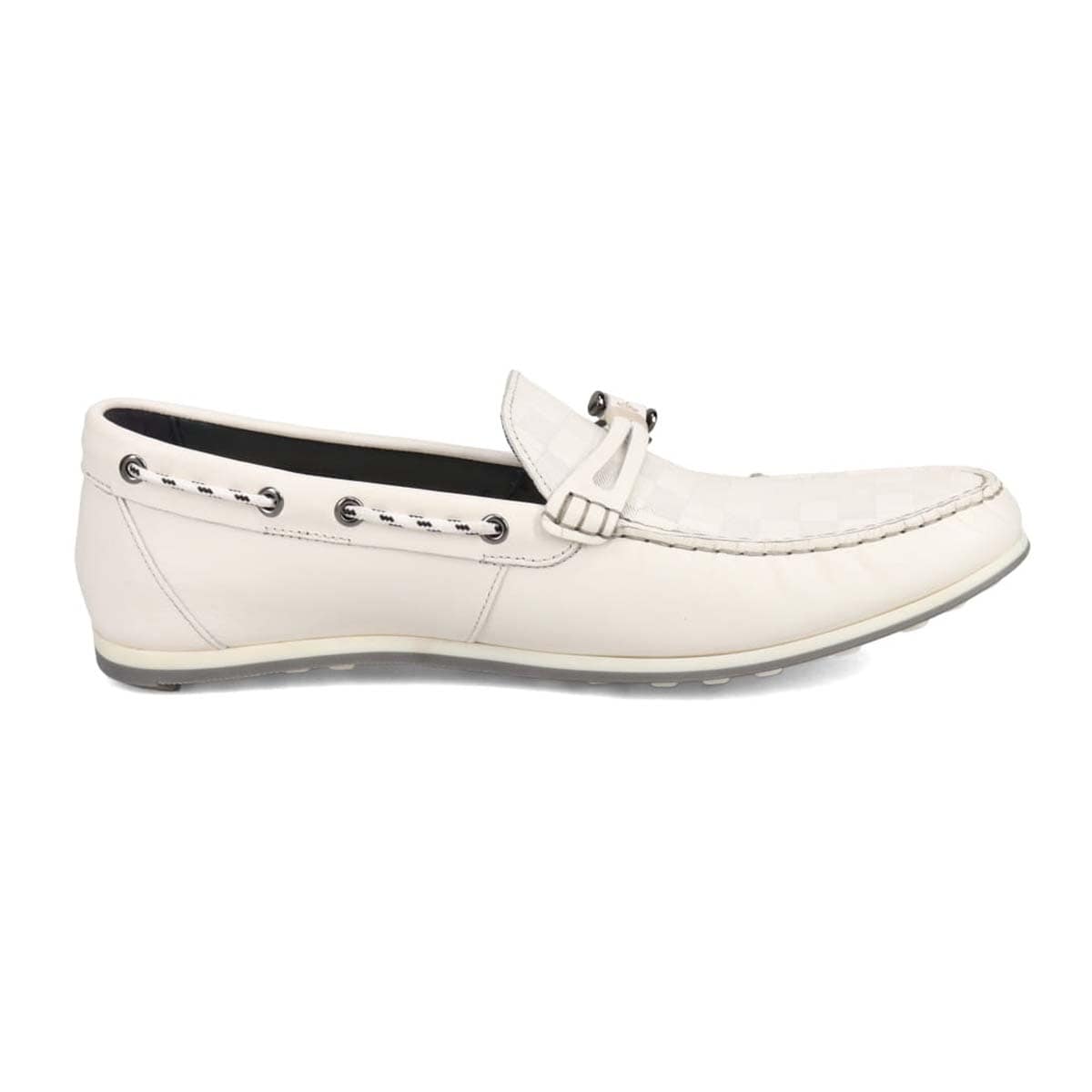 ランバンオンブルー LANVIN en Bleu  フィッシングホックドライビングシューズ　86561 WHITE 25.0