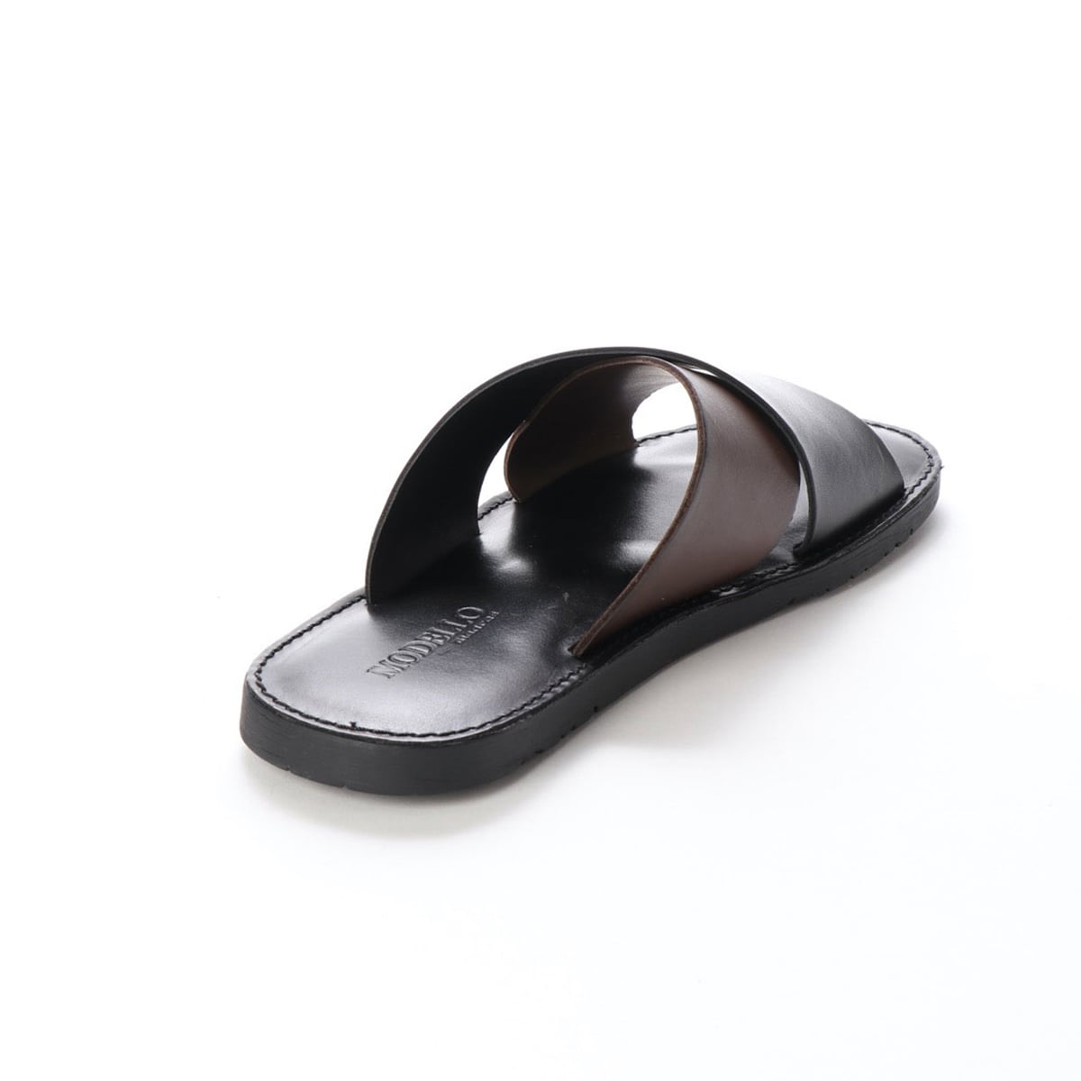モデロ MODELLO 本革 高級 レザーサンダル DM5129 BLACK/D-BROWN 40 (25.0～25.5)