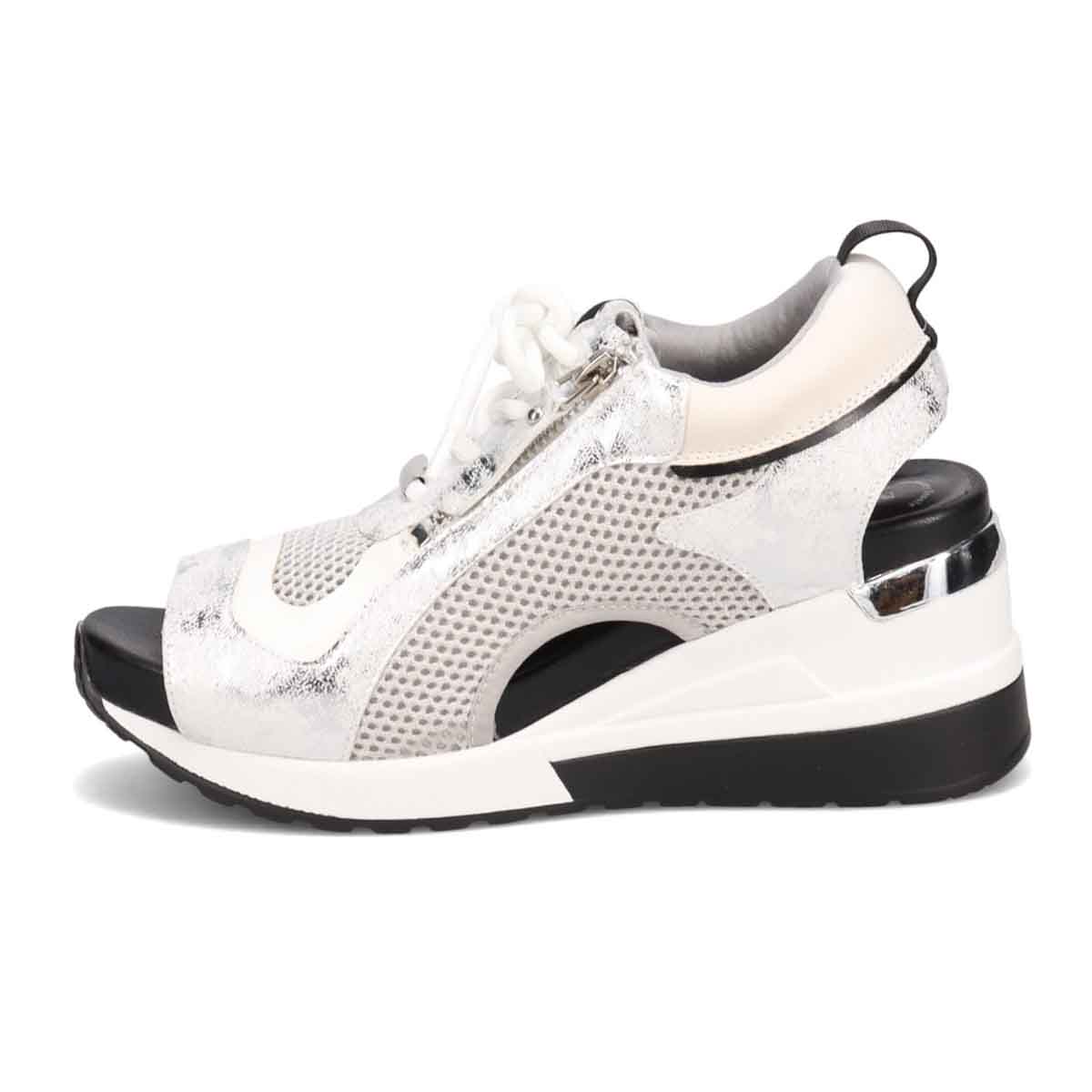 モデロ MODELLO 「リカバリーインソール」搭載で指圧効果により血行を115％促進。Recoveryヒールスニーカーサンダル　DML1940R SILVER 23.0