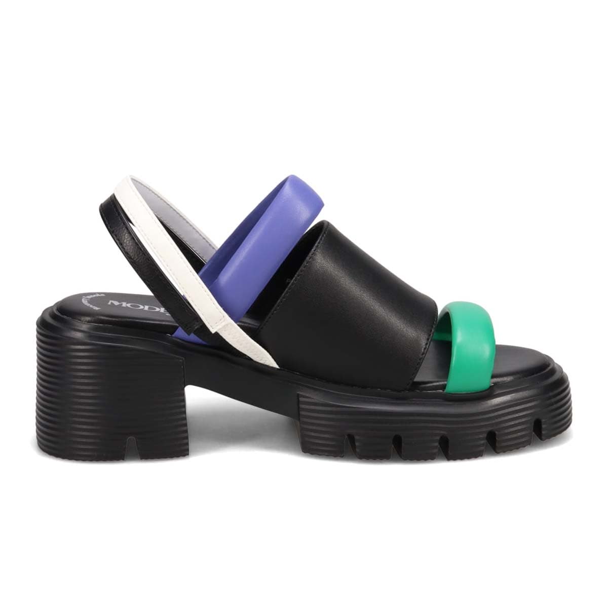 モデロ MODELLO 「リカバリーインソール」搭載で指圧効果により血行を115％促進。Recovery厚底ヒールサンダル　DML5053R BLACK/C 23.0