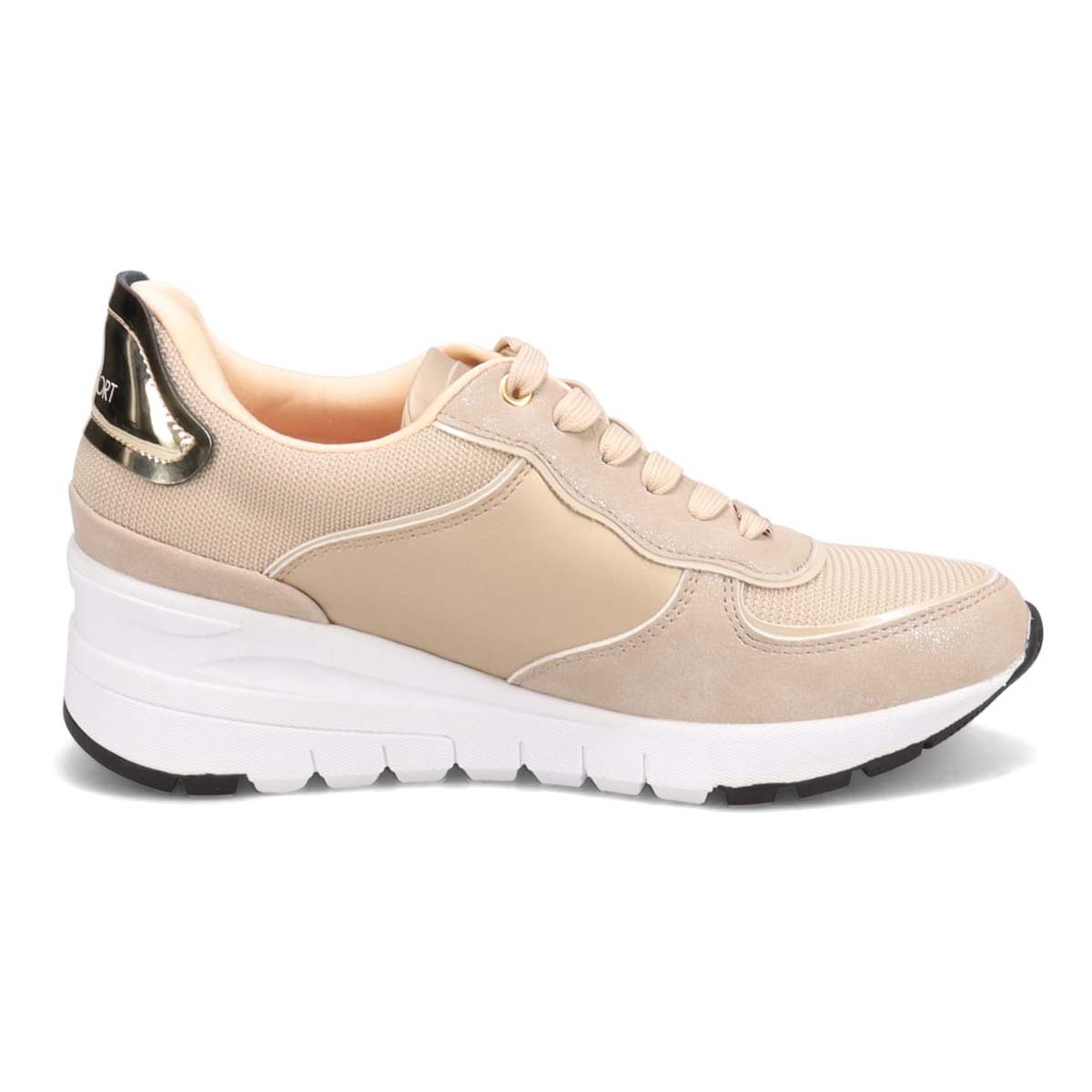 【BLACK LABEL】エル スポーツ ELLESPORT スッと履けるクイックフィット　レイン仕様  ニットレースアップスニーカー　ESP12595 BEIGE-M 23.0