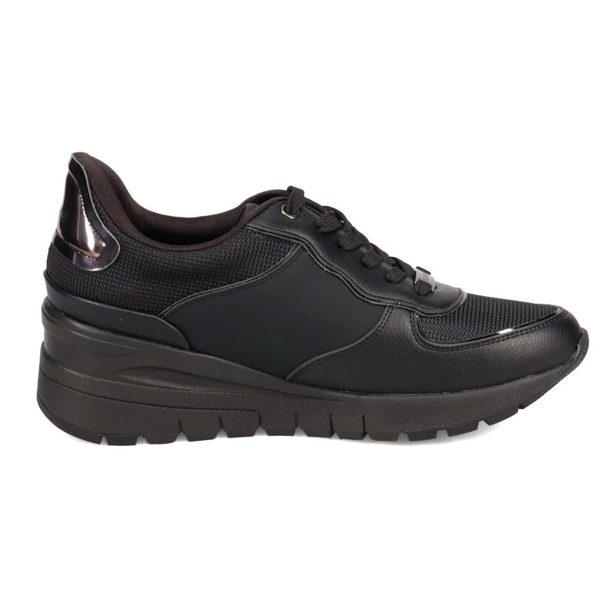 【BLACK LABEL】エル スポーツ ELLESPORT スッと履けるクイックフィット　レイン仕様  ニットレースアップスニーカー　ESP12595 BLACK 23.0