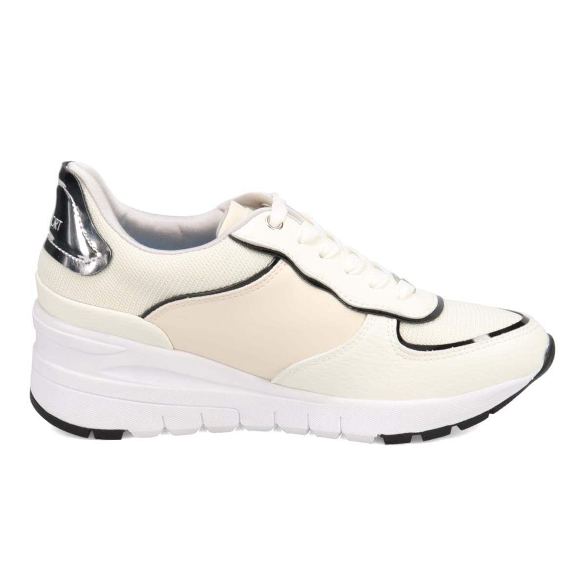 【BLACK LABEL】エル スポーツ ELLESPORT スッと履けるクイックフィット　レイン仕様  ニットレースアップスニーカー　ESP12595 WHITE 23.0