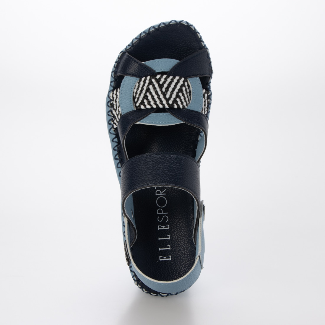エル スポーツ ELLESPORT　伸びるラフィア2WAYウェッジサンダル NAVY/BLUE 23