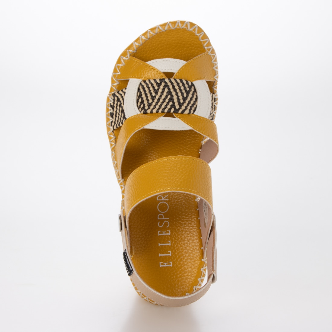 エル スポーツ ELLESPORT　伸びるラフィア2WAYウェッジサンダル YELLOW/BEIGE 23