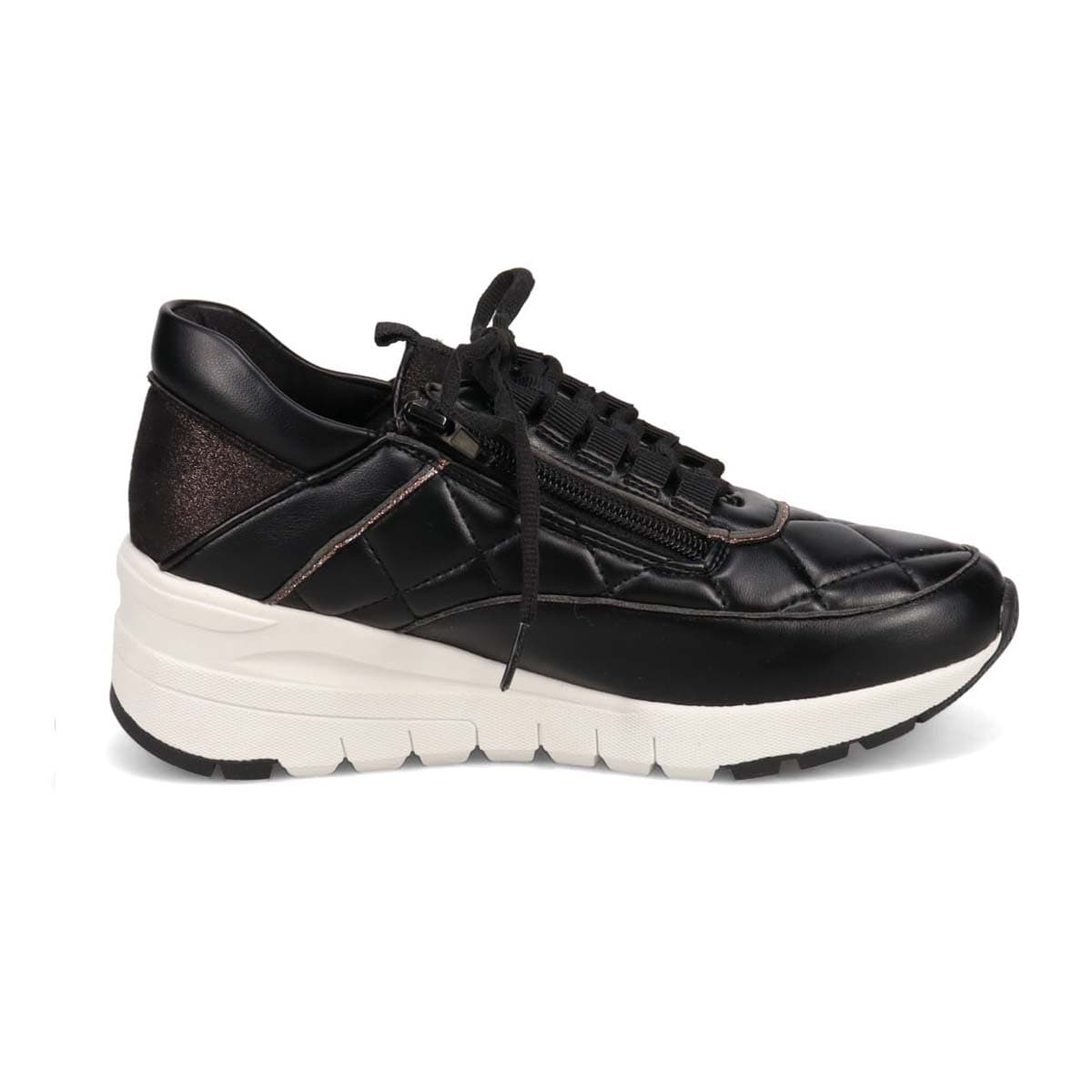 【撥水加工】HIROKO KOSHINO ヒールアップスニーカー  HKL1202 BLACK 23.0