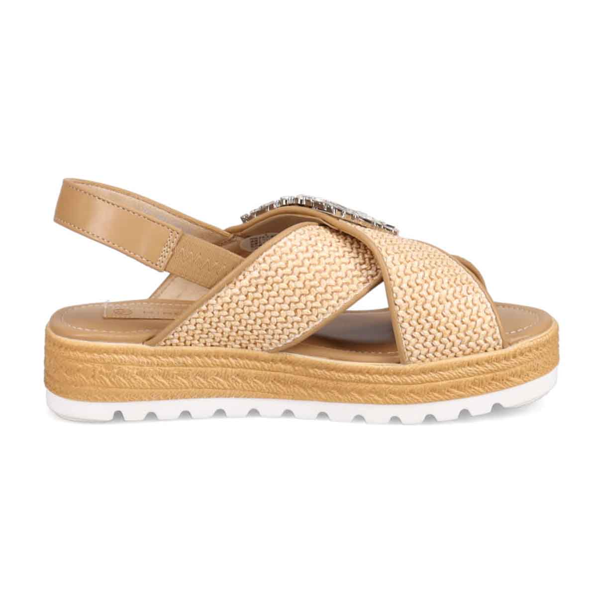 HIROKO KOSHINO 大人可愛いジュート調 グリッターサンダル　HKL1500 BEIGE M　(23.0～23.5)