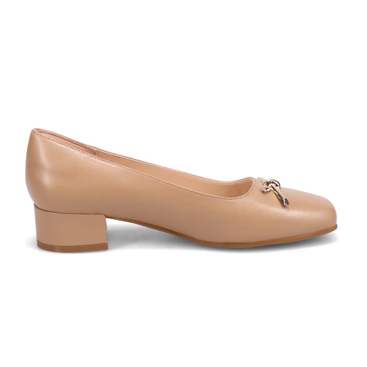 HIROKO KOSHINO　メタルリボンの上品さと歩きやすさを両立したスクエアトゥパンプス　HKL2700 BEIGE 23.0