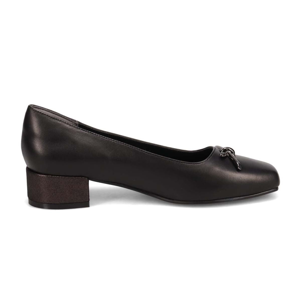 HIROKO KOSHINO　メタルリボンの上品さと歩きやすさを両立したスクエアトゥパンプス　HKL2700 BLACK 23.0