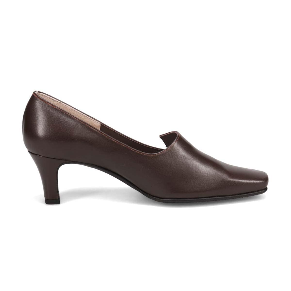HIROKO KOSHINO ソフトな足あたり サイドのカッティングが綺麗なスクエアトゥパンプス HKL4506 D-BROWN 23.0